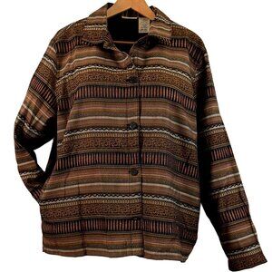 Striped Boho "Tapestry" Button Front Jacket Size 16/18 | White Stag